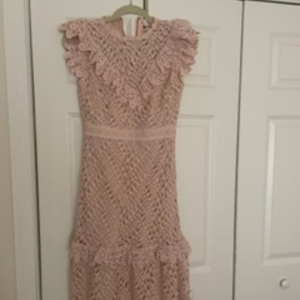 Ivory Blush Lace Midi Dress - Size S